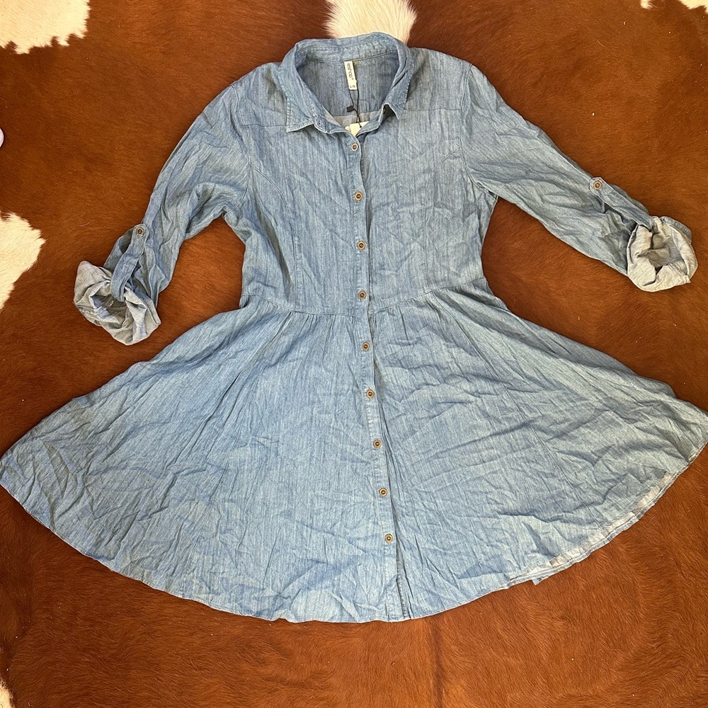 Blue Denim Button-Up Dress